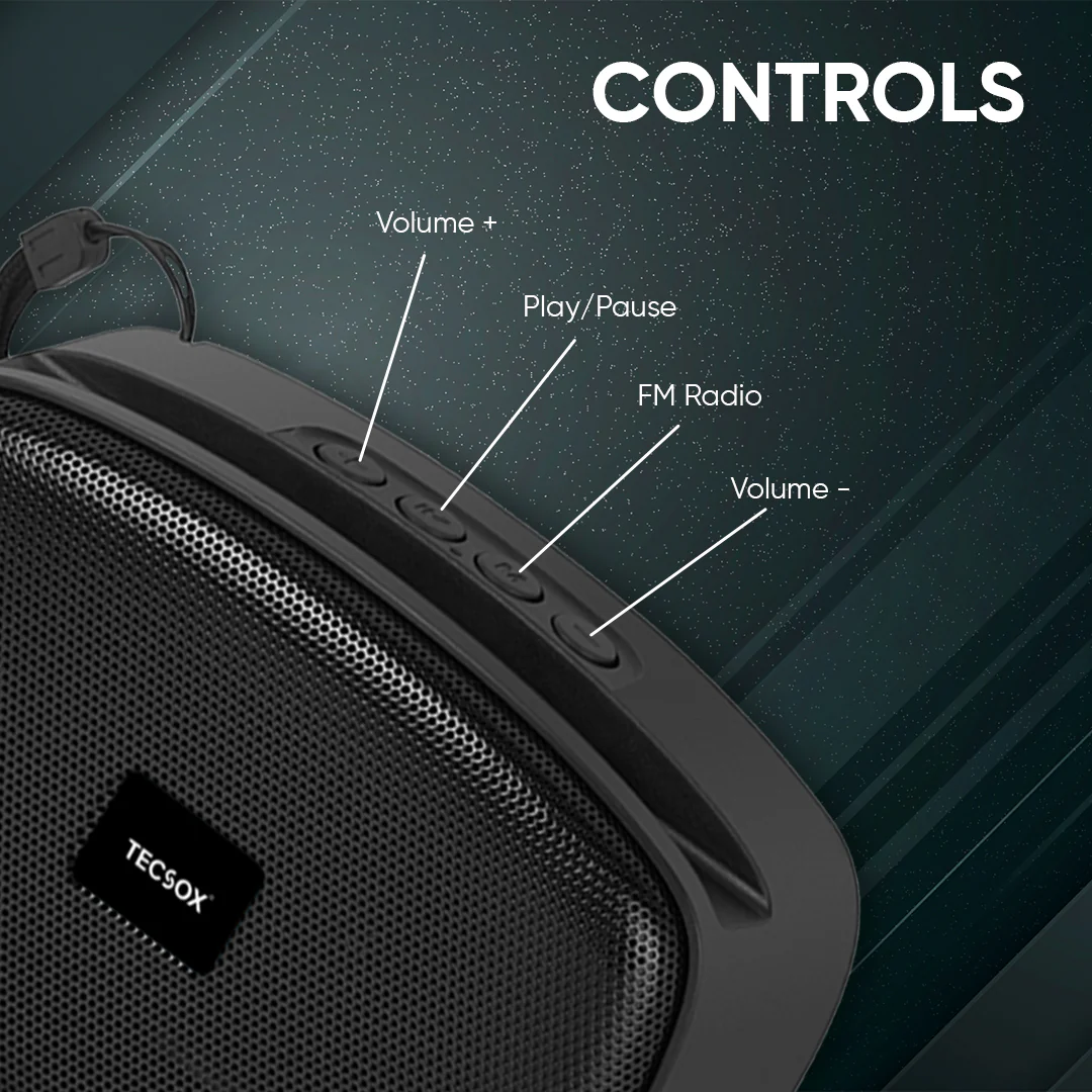 TecSox Stone 351 Bluetooth Speaker | 6 Hr Playtime | Balanced Sound | IPX Water Resistant - Image 4